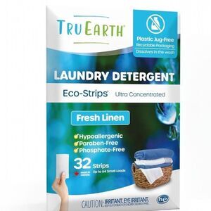 Tru Earth Eco-Strips Laundry Detergent – Fresh Linen 32 Strips (64 Load)
